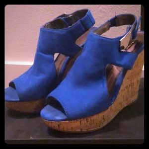 Electric blue wedges. Worn only once.